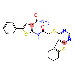 5-phenyl-2-{[(5,6,7,8-tetrahydro[1]benzothieno[2,3-d]pyrimidin-4-ylsulfanyl)acetyl]amino}thiophene-3-carboxamide