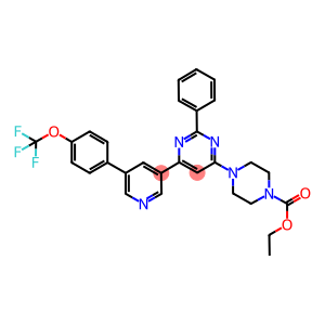 4-(2-PHENYL-6-[5-(4-TRIFLUOROMETHOXY-PHENYL)-PYRIDIN-3-YL]-PYRIMIDIN-4-YL)-PIPERAZINE-1-CARBOXYLIC ACID ETHYL ESTER