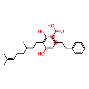 2-Phenethyl-4,6-dihydroxy-5-[(2E)-3,7-dimethyl-2,6-octadienyl]benzoic acid