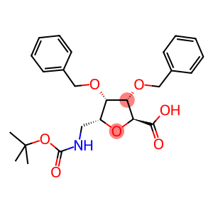 5R-T-BUTYLOXYCARBONYLAMINOMETHYL-3S,4R-DIBENZYLOXY-TETRAHYDROFURANE-2S-CARBOXYLIC ACID