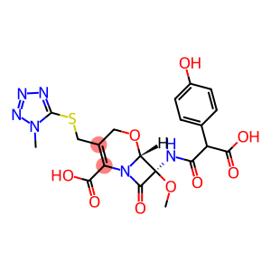 (6R,7R)-7-[2-Carboxy-2-(p-hydroxyphenyl)acetylamino]-7-methoxy-3-(1-methyl-1H-tetrazol-5-ylthiomethyl)-8-oxo-5-oxa-1-azabicyclo[4.2.0]oct-2-ene-2-carboxylic acid