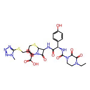 (-)-7-[(R)-2-(4-Ethyl-2,3-dioxo-1-piperazinylcarbonylamino)-2-(4-hydroxyphenyl)acetylamino]-3-(1-methyl-1H-tetrazole-5-ylthiomethyl)-8-oxo-5-thia-1-azabicyclo[4.2.0]octa-2-ene-2-carboxylic acid