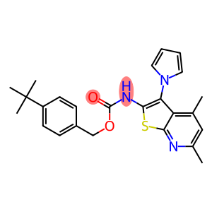 4-(tert-butyl)benzyl N-[4,6-dimethyl-3-(1H-pyrrol-1-yl)thieno[2,3-b]pyridin-2-yl]carbamate