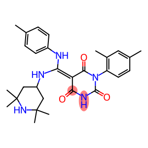 (Z)-5-((P-TOLUIDINO)(2,2,6,6-TETRAMETHYLPIPERIDIN-4-YLAMINO)METHYLENE)-1-(2,4-DIMETHYLPHENYL)PYRIMIDINE-2,4,6(1H,3H,5H)-TRIONE