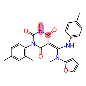 (Z)-5-((P-TOLUIDINO)(FURAN-2-YLMETHYLAMINO)METHYLENE)-1-(2,4-DIMETHYLPHENYL)PYRIMIDINE-2,4,6(1H,3H,5H)-TRIONE