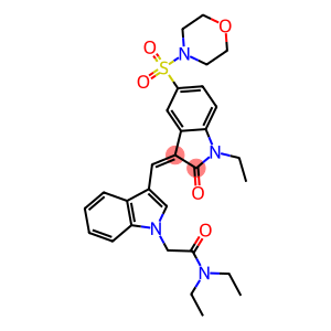 (Z)-N,N-DIETHYL-2-(3-((1-ETHYL-5-(MORPHOLINOSULFONYL)-2-OXOINDOLIN-3-YLIDENE)METHYL)-1H-INDOL-1-YL)ACETAMIDE