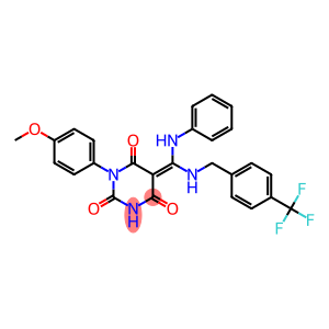 (Z)-1-(4-METHOXYPHENYL)-5-((PHENYLAMINO)(4-(TRIFLUOROMETHYL)BENZYLAMINO)METHYLENE)PYRIMIDINE-2,4,6(1H,3H,5H)-TRIONE