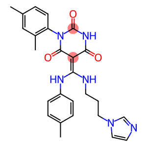 (Z)-5-((3-(1H-IMIDAZOL-1-YL)PROPYLAMINO)(P-TOLUIDINO)METHYLENE)-1-(2,4-DIMETHYLPHENYL)PYRIMIDINE-2,4,6(1H,3H,5H)-TRIONE