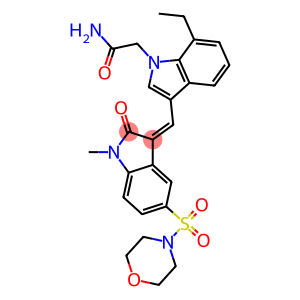 (Z)-2-(7-ETHYL-3-((1-METHYL-5-(MORPHOLINOSULFONYL)-2-OXOINDOLIN-3-YLIDENE)METHYL)-1H-INDOL-1-YL)ACETAMIDE