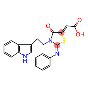 (2Z)-[(2E)-3-[2-(1H-INDOL-3-YL)ETHYL]-4-OXO-2-(PHENYLIMINO)-1,3-THIAZOLIDIN-5-YLIDENE]ACETIC ACID