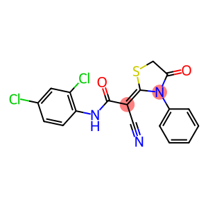 (2Z)-2-CYANO-N-(2,4-DICHLOROPHENYL)-2-(4-OXO-3-PHENYL-1,3-THIAZOLIDIN-2-YLIDENE)ACETAMIDE