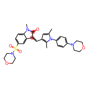 (Z)-3-((2,5-DIMETHYL-1-(4-MORPHOLINOPHENYL)-1H-PYRROL-3-YL)METHYLENE)-1-METHYL-5-(MORPHOLINOSULFONYL)INDOLIN-2-ONE