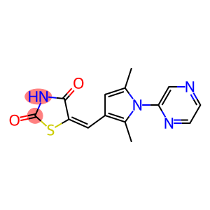 5-{(Z)-[2,5-dimethyl-1-(2-pyrazinyl)-1H-pyrrol-3-yl]methylidene}-1,3-thiazolane-2,4-dione