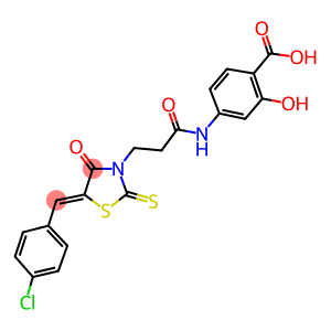 4-((3-[(5Z)-5-(4-CHLOROBENZYLIDENE)-4-OXO-2-THIOXO-1,3-THIAZOLIDIN-3-YL]PROPANOYL)AMINO)-2-HYDROXYBENZOIC ACID