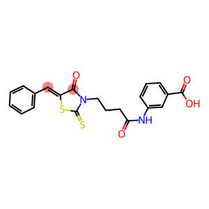 3-((4-[(5Z)-5-BENZYLIDENE-4-OXO-2-THIOXO-1,3-THIAZOLIDIN-3-YL]BUTANOYL)AMINO)BENZOIC ACID