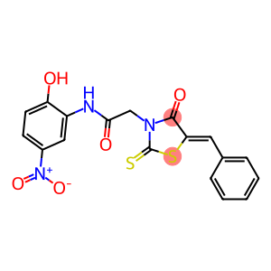 2-[(5Z)-5-BENZYLIDENE-4-OXO-2-THIOXO-1,3-THIAZOLIDIN-3-YL]-N-(2-HYDROXY-5-NITROPHENYL)ACETAMIDE