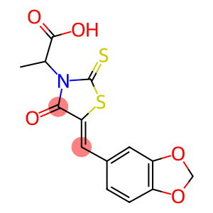 2-[(5Z)-5-(1,3-BENZODIOXOL-5-YLMETHYLENE)-4-OXO-2-THIOXO-1,3-THIAZOLIDIN-3-YL]PROPANOIC ACID