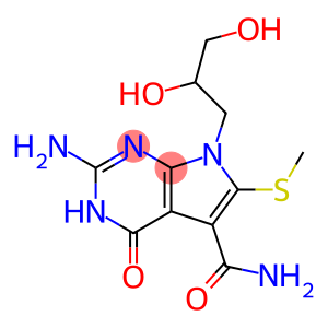 2-Amino-3,4-dihydro-6-methylthio-7-(2,3-dihydroxypropyl)-4-oxo-7H-pyrrolo[2,3-d]pyrimidine-5-carboxamide