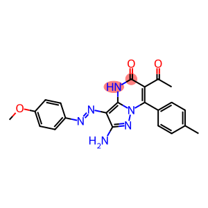 2-Amino-3-(4-methoxyphenylazo)-6-acetyl-7-(4-methylphenyl)pyrazolo[1,5-a]pyrimidin-5(4H)-one