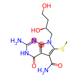 2-Amino-3,4-dihydro-6-methylthio-7-[(S)-2,4-dihydroxybutyl]-4-oxo-7H-pyrrolo[2,3-d]pyrimidine-5-carboxamide